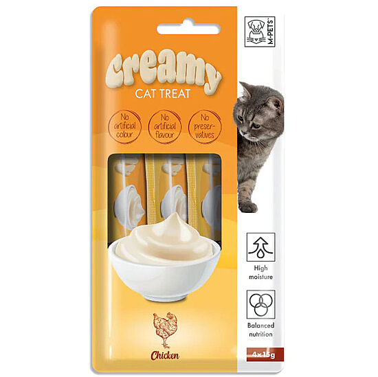 M-Pets Creamy Chicken Tavuk Etli Ek Besin ve Kedi Ödülü 4x15 Gr - 1