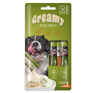 M-Pets Creamy Ton Balıklı Deniz Tarağı Ek Besin ve Köpek Ödülü 4x15 Gr