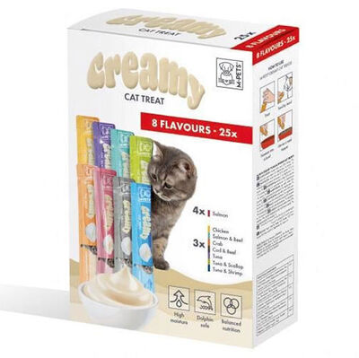 M-Pets Creamy 8 Lezzet Ek Besin ve Kedi Ödülü 25 Adet x 15 Gr
