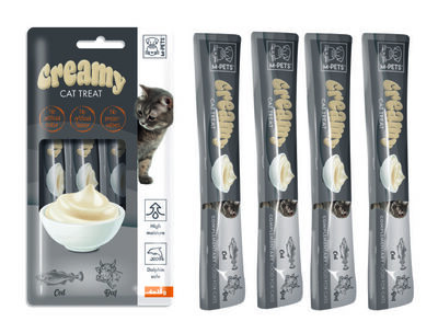 M-Pets Creamy Morina Balıklı ve Biftekli Ek Besin ve Kedi Ödülü 4x15 Gr