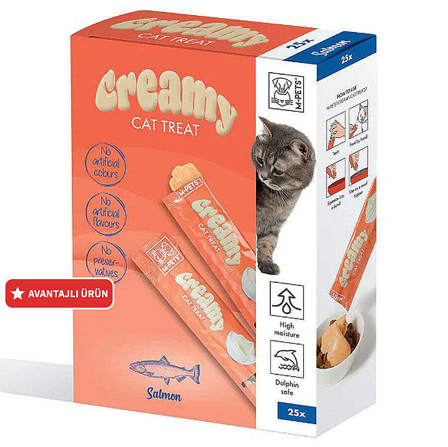M-Pets Creamy Somon Balıklı Ek Besin ve Kedi Ödülü 25x15 Gr