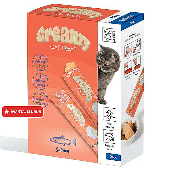 M-Pets Creamy Somon Balıklı Ek Besin ve Kedi Ödülü 25x15 Gr - 1