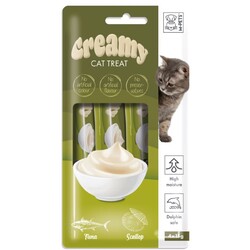 M-Pet - M-Pets Creamy Ton Balığı Deniz Tarağı Ek Besin ve Kedi Ödülü 4x15 Gr