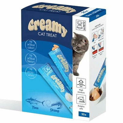 M-Pets Creamy Ton Balığı Karides Ek Besin ve Kedi Ödülü 25x15 Gr - 1