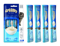 M-Pets Creamy Ton Balığı Karides Ek Besin ve Kedi Ödülü 4x15 Gr - Thumbnail