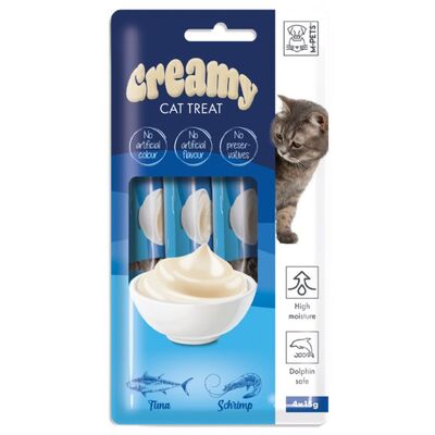 M-Pets Creamy Ton Balığı Karides Ek Besin ve Kedi Ödülü 4x15 Gr