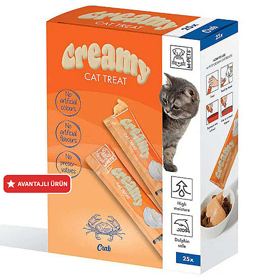 M-Pets Creamy Yengeçli Ek Besin ve Kedi Ödülü 25x15 Gr - 1
