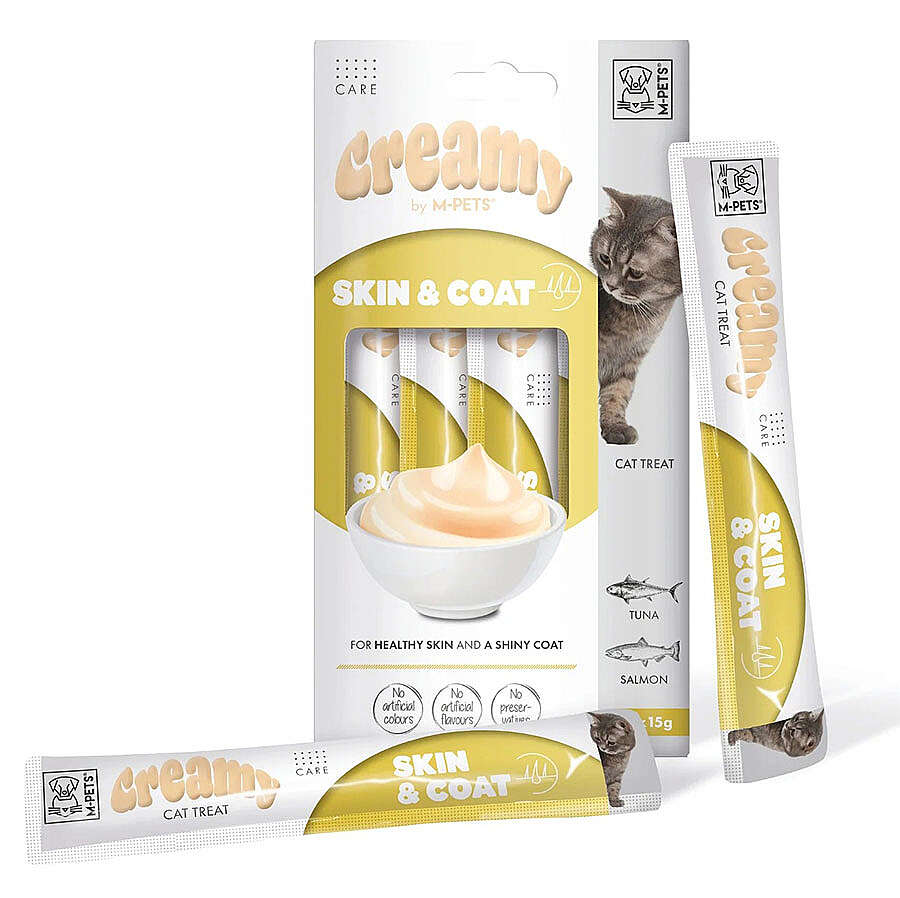 M-Pets Skin Coat Deri ve Tüy Sağlığı Creamy Kedi Ödülü 4x15 Gr