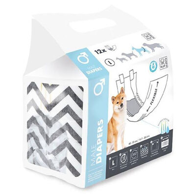 M-Pets Diapers Erkek Köpek Külot Large 12 li Paket - 1