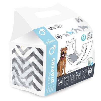 M-Pets Diapers Erkek Köpek Külot Medium 12 li Paket - 1