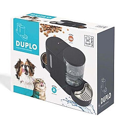 M-Pets Eco Duplo İki Hazneli Mama ve Su Kabı 3 Lt / 1,3 Kg - Siyah - M-Pets