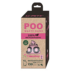 M-Pets Poo Geri Dönüştürülmüş Dışkı Toplama Poşeti 15 Yaprak 8 Adet Gül Kokulu - M-Pets