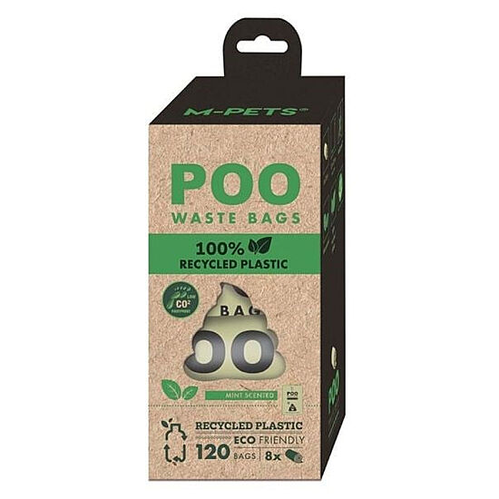 M-Pets Poo Geri Dönüştürülmüş Dışkı Toplama Poşeti 15 Yaprak 8 Adet Nane Kokulu - 1