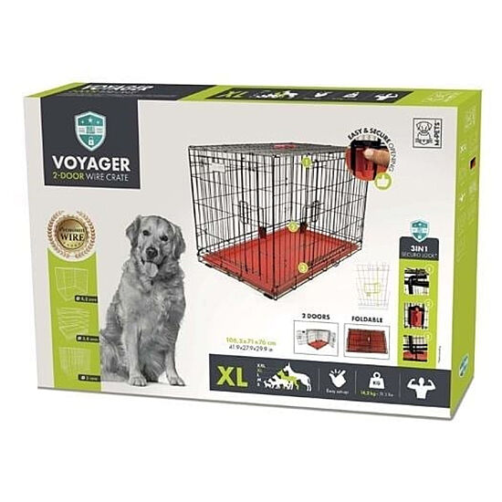 M-Pets Voyager İki Kapılı Köpek Kafesi 106x71x76 Cm - XLarge - Kırmızı - 1