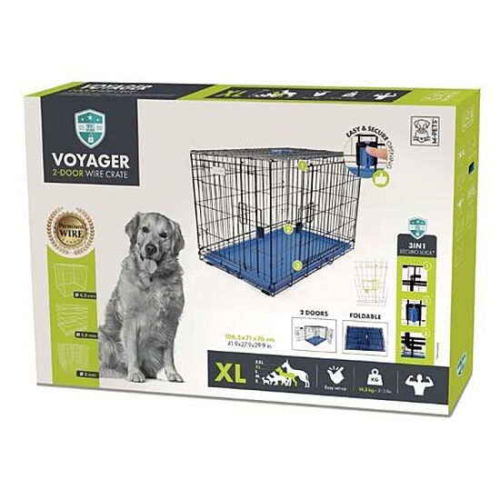 M-Pets Voyager İki Kapılı Köpek Kafesi 106x71x76 Cm - XLarge - Mavi - 1