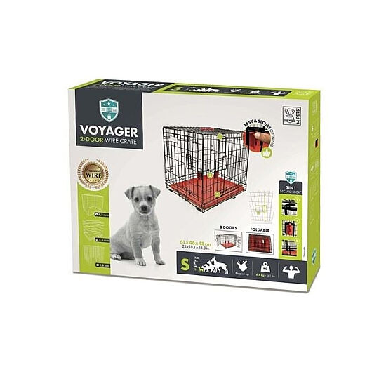 M-Pets Voyager İki Kapılı Köpek Kafesi 61x46x48 Cm - Small - Kırmızı - 1