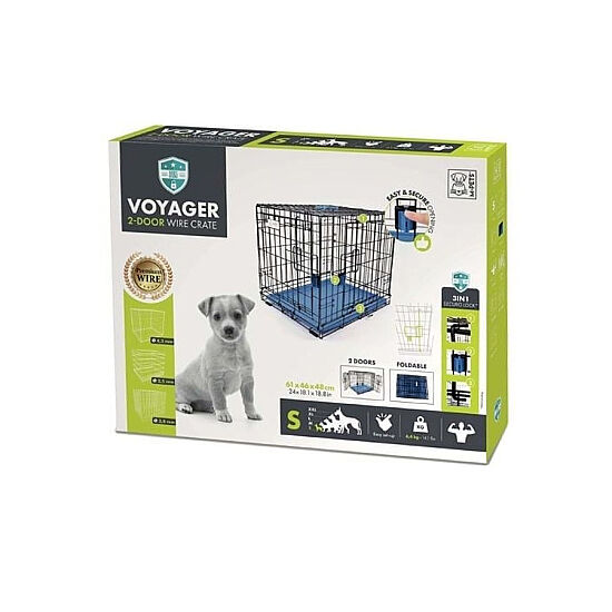 M-Pets Voyager İki Kapılı Köpek Kafesi 61x46x48 Cm - Small - Mavi - 1