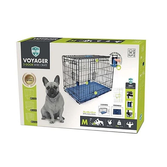 M-Pets Voyager İki Kapılı Köpek Kafesi 76x48x53 Cm - Medium - Mavi - 1