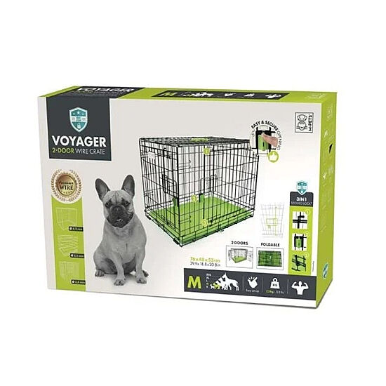 M-Pets Voyager İki Kapılı Köpek Kafesi 76x48x53 Cm - Medium - Yeşil - 1