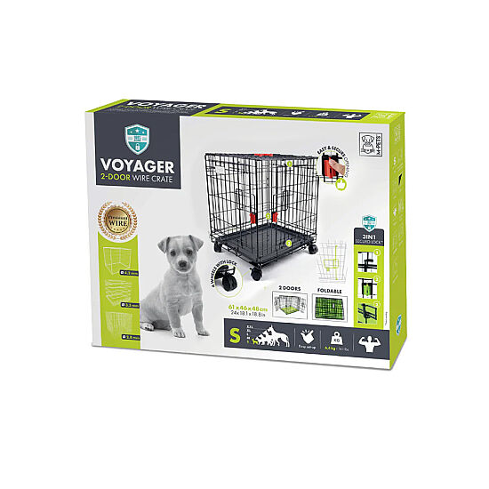 M-Pets Voyager İki Kapılı ve Tekerlekli Köpek Kafesi 61x46x48 Cm - Small - Siyah - 1