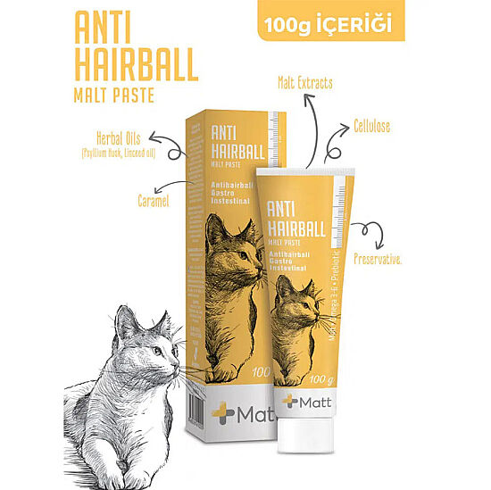 Matt Anti Hairball Tüy Yumağı Önleyici Kedi Macunu 100 Gr - 3