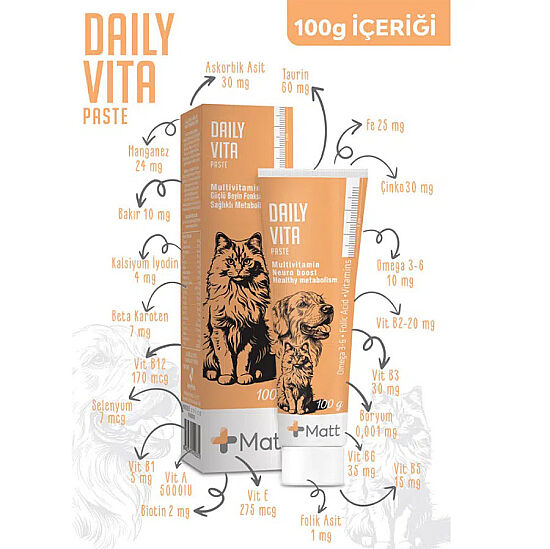 Matt Daily Vita Multi Vitamin Kedi ve Köpek Macunu 100 Gr - 3