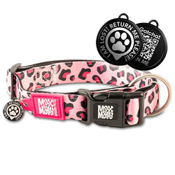 Max Molly Smart ID Leopard Pink Köpek Boyun Tasması (Medium) - Thumbnail