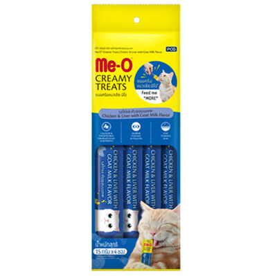 Me-O Creamy Treats Tavuk Karaciğer ve Keçi Sütlü Ek Besin ve Kedi Ödülü 60 Gr ( 4 x 15 Gr )