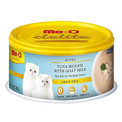 Me-O Delite Kitten Ton Balığı Püresi ve Keçi Sütlü Tahılsız Yavru Kedi Konservesi 80 Gr - MeO