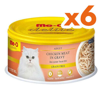 Me-O Delite Tavuk Etli ve Soslu Tahılsız Kedi Konservesi 80 Gr x 6 Adet - 1