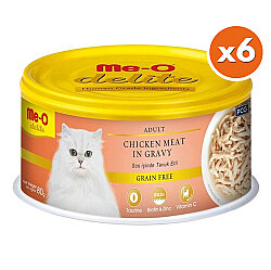 Me-O Delite Tavuk Etli ve Soslu Tahılsız Kedi Konservesi 80 Gr x 6 Adet - MeO