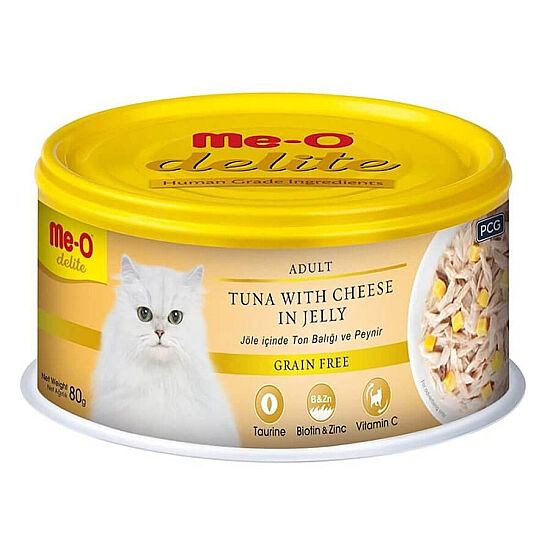 Me-O Delite Ton Balıklı ve Peynirli Jelly Tahılsız Kedi Konservesi 80 Gr - 1