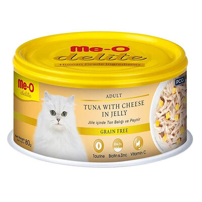 Me-O Delite Ton Balıklı ve Peynirli Jelly Tahılsız Kedi Konservesi 80 Gr