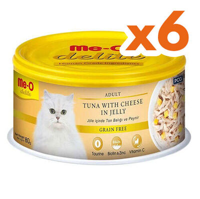 Me-O Delite Ton Balıklı ve Peynirli Jelly Tahılsız Kedi Konservesi 80 Gr x 6 Adet