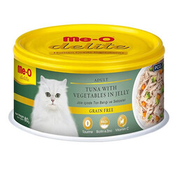 MeO - Me-O Delite Ton Balıklı ve Sebzeli Jelly Tahılsız Kedi Konservesi 80 Gr