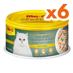 Me-O Delite Ton Balıklı ve Sebzeli Jelly Tahılsız Kedi Konservesi 80 Gr x 6 Adet - MeO