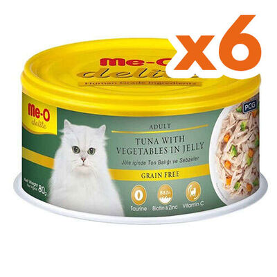 Me-O Delite Ton Balıklı ve Sebzeli Jelly Tahılsız Kedi Konservesi 80 Gr x 6 Adet - 1