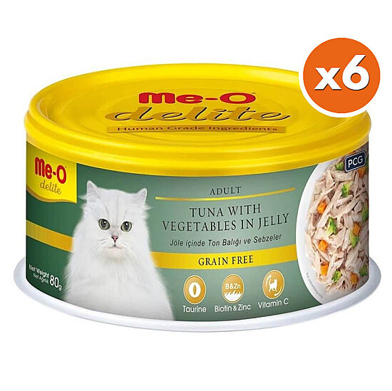 Me-O Delite Ton Balıklı ve Sebzeli Jelly Tahılsız Kedi Konservesi 80 Gr x 6 Adet - 1