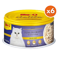 Me-O Delite Ton Balıklı ve Soslu Tahılsız Kedi Konservesi 80 Gr x 6 Adet - MeO