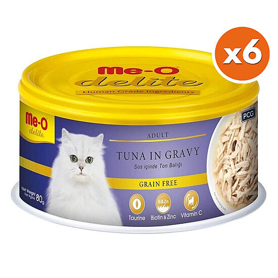 Me-O Delite Ton Balıklı ve Soslu Tahılsız Kedi Konservesi 80 Gr x 6 Adet - 1