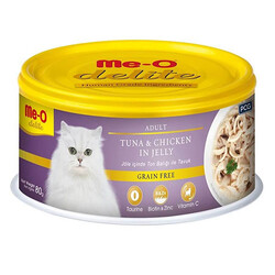 MeO - Me-O Delite Ton Balıklı ve Tavuk Etli Jelly Tahılsız Kedi Konservesi 80 Gr