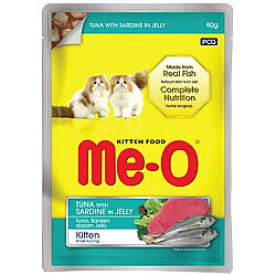 Me-O Pouch Kitten Ton Balığı ve Sardalya Jöleli Yavru Yaş Kedi Maması 80 Gr - MeO