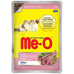 Me-O Pouch Kitten Kuzu Etli Soslu ve Parça Etli Yaş Yavru Kedi Maması 80 Gr - MeO