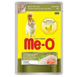 MeO - Me-O Pouch Tavuklu Pirinçli ve Yengeçli Kedi Yaş Maması 80 gr