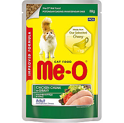 Me-O Pouch Tavuk Etli Soslu ve Parça Etli Yaş Kedi Maması 80 Gr - MeO