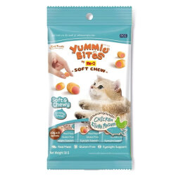 Me-O Yummie Bites Tavuklu ve Mavi Yüzgeçli Orkinoslu Yumuşak Kedi Ödülü 30 Gr ( 3 x 10 Gr ) - MeO