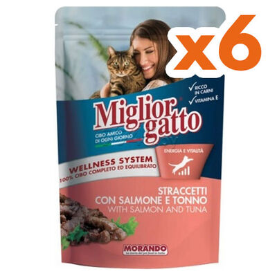 Miglior Gatto Pouch Somon ve Ton Balıklı Kedi Yaş Maması 100 Gr x 6 Adet