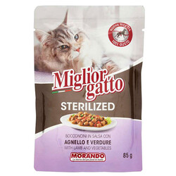 Miglior Gatto - Miglior Gatto Pouch Sterilised Kuzu ve Sebzeli Kısırlaştırılmış Yaş Kedi Maması 85 Gr