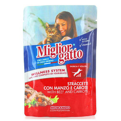 Miglior Gatto - Miglior Gatto Pouch Biftek Etli ve Havuçlu Kedi Yaş Maması 100 Gr