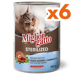 Miglior Gatto - Miglior Gatto Sterilised Balık ve Karidesli Kısırlaştırılmış Kedi Konservesi 400 Gr x 6 Adet